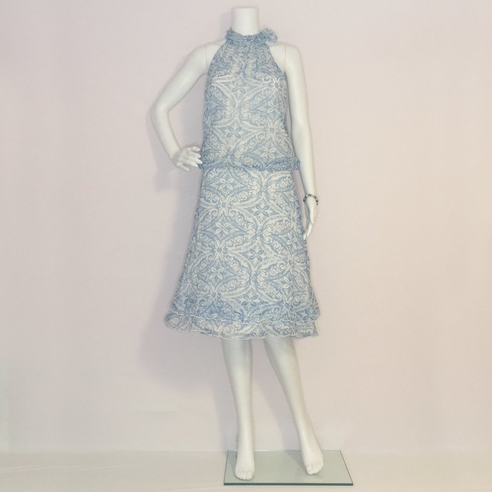 Tibi Tie Neck Floral Dress